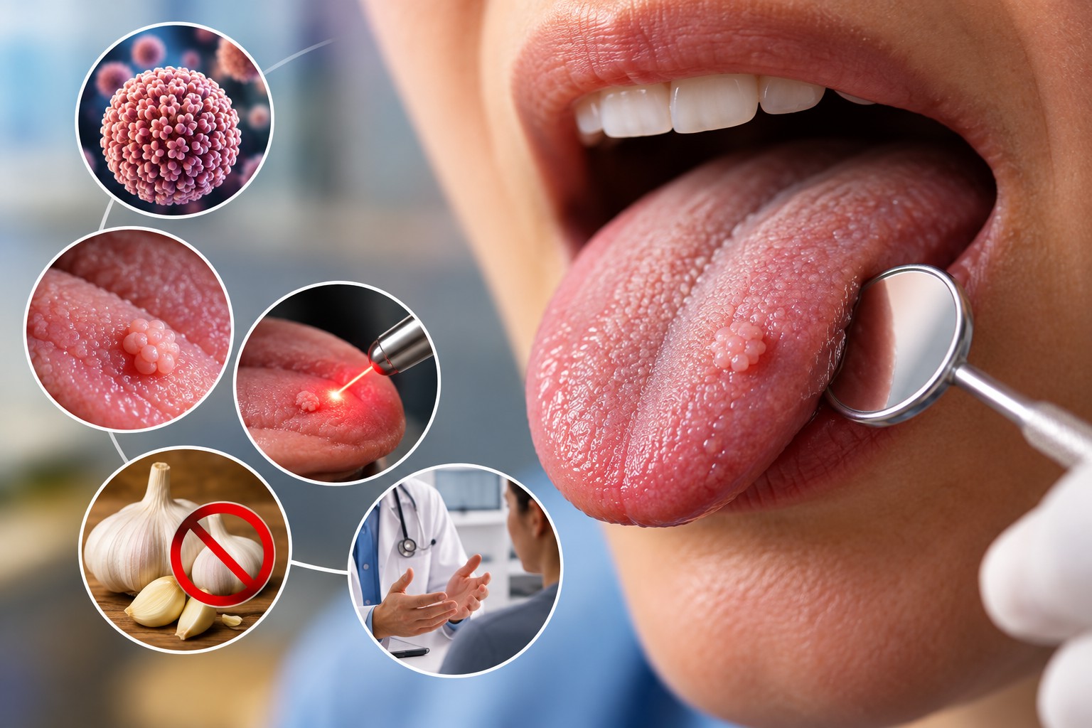 ضایعات کوچک و برجسته زگیل زبان